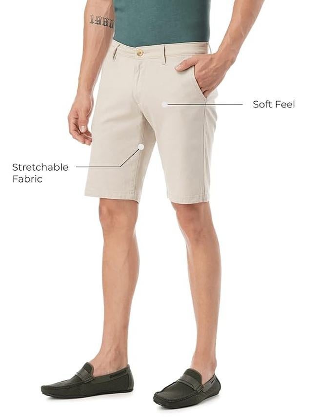 fyltr Men's Straight Fit Stretch Cotton Khaki Shorts - Soft Handfeel - Image 4